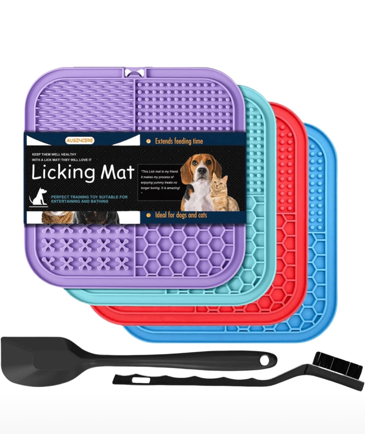 Lick Mat for pets with cleaning brush set